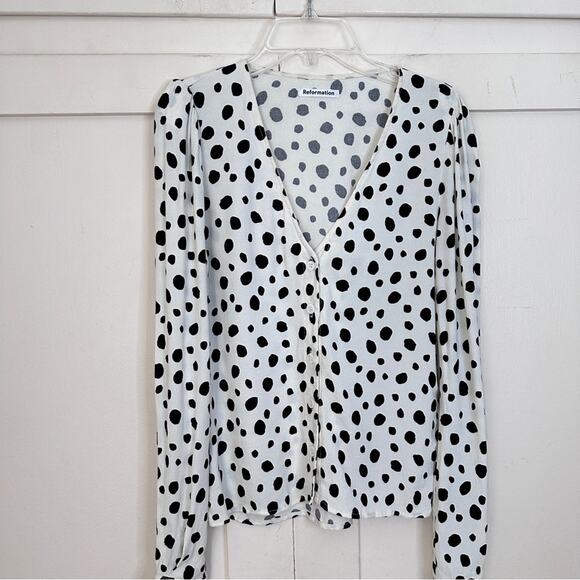 Reformation Annaliese Polka Dot Button Front Top XS - Picture 2 of 6